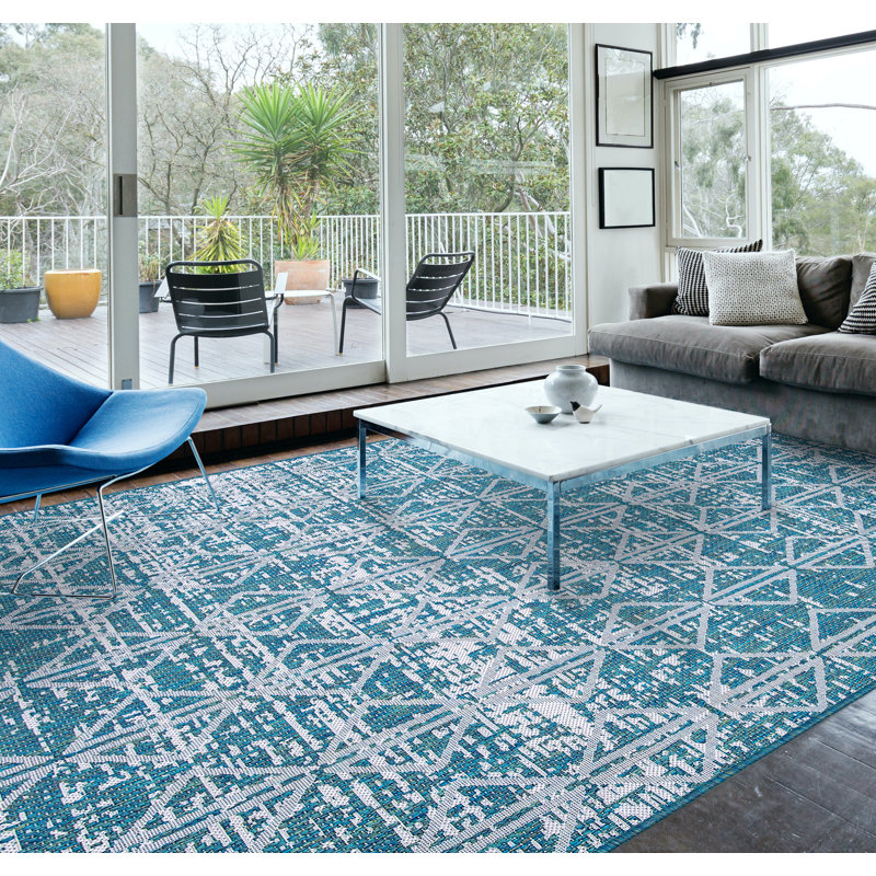 Dakota Fields Teal Blue Indoor/Outdoor Rug & Reviews Wayfair